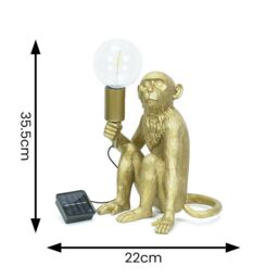 ValueLights Solar Powered Gold Monkey Garden Ornament Table Lamp - thumbnail 5