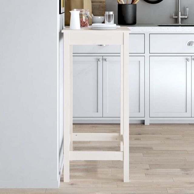 Berkfield Home Bar Table White 50x50x110 cm Solid Wood Pine - Size: 50 x 50 x 110 cm - image 1
