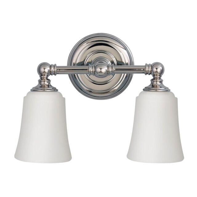 Loops IP44 Twin Wall Light Opaque Glass Downlight Shades Polished Chrome LED G9 3.5W in Clear