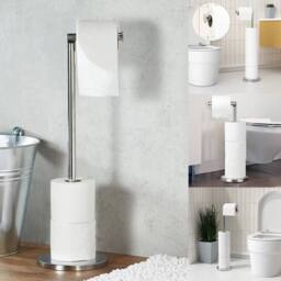 FLAVORA 2-in-1 Free Standing Chrome Toilet Roll Holder in Silver - Size: 180 cm width x 180 cm drop - thumbnail 4