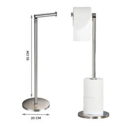 FLAVORA 2-in-1 Free Standing Chrome Toilet Roll Holder in Silver - Size: 180 cm width x 180 cm drop - thumbnail 2