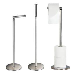 FLAVORA 2-in-1 Free Standing Chrome Toilet Roll Holder in Silver - Size: 180 cm width x 180 cm drop - thumbnail 1