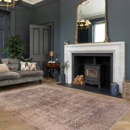 Kukoon Traditional Design Cotton Chenille Rug Beige Machine Washable in Taupe - Size: 160 cm x 230 cm