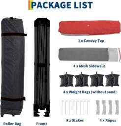 London Boutique 4 x 4M Grden Pop Up Gazebo Heavy Duty Outdoor Canopy Tent w/4 Sandbags in Red - thumbnail 8