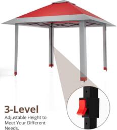 London Boutique 4 x 4M Grden Pop Up Gazebo Heavy Duty Outdoor Canopy Tent w/4 Sandbags in Red - thumbnail 4