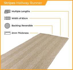 runrug Carpet Runner Rug - Indoor/Outdoor, Reversible, 2mm - 'Stripes' in Blue - Size: 60 cm x 390 cm - thumbnail 2