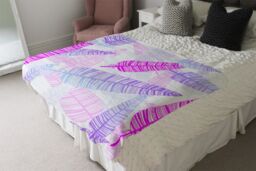 Benjamin Tate Design Purple Feathers Blanket in Natural - Size: 120 cm x 150 cm - thumbnail 3