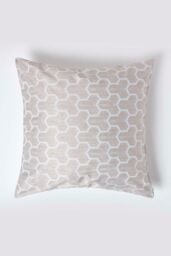 Homescapes Geometric Jacquard Cushion Cover in Natural - Size: 45 cm x 45 cm - thumbnail 1