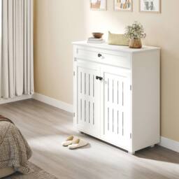 Levede Shoe Cabinet 4-Tier Door Entryway Storage Rack Organizer Cupboard in White - thumbnail 2