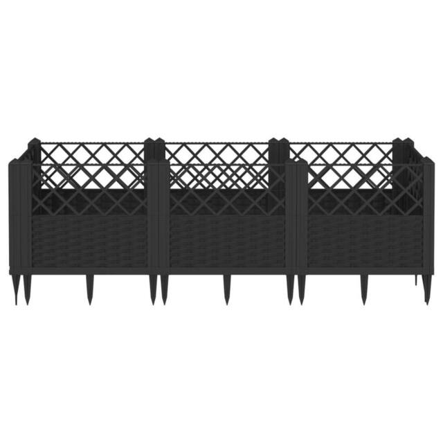 Berkfield Home Beautiful Garden Planter with Pegs Black 123.5x43.5x43.5 cm PP - image 1