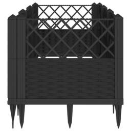 Berkfield Home Beautiful Garden Planter with Pegs Black 123.5x43.5x43.5 cm PP - thumbnail 4