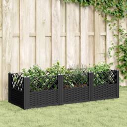 Berkfield Home Beautiful Garden Planter with Pegs Black 123.5x43.5x43.5 cm PP - thumbnail 2