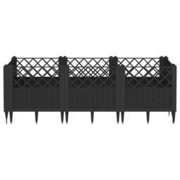Berkfield Home Beautiful Garden Planter with Pegs Black 123.5x43.5x43.5 cm PP - thumbnail 1