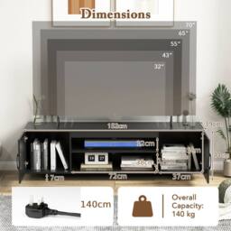 Costway TV Stand for TVs up to 70 Inches Entertainment Center w/Power Outlet in Black - thumbnail 3