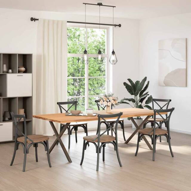 Berkfield Home Dining Table Legs X-Shaped 2 pcs Natural Steel 90x(72-73) cm Steel in Brown - image 1