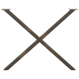 Berkfield Home Dining Table Legs X-Shaped 2 pcs Natural Steel 90x(72-73) cm Steel in Brown - thumbnail 5