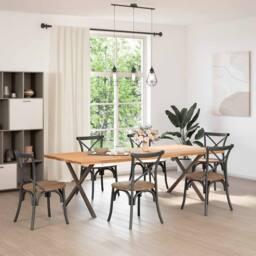 Berkfield Home Dining Table Legs X-Shaped 2 pcs Natural Steel 90x(72-73) cm Steel in Brown - thumbnail 1