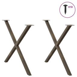 Berkfield Home Dining Table Legs X-Shaped 2 pcs Natural Steel 90x(72-73) cm Steel in Brown - thumbnail 3