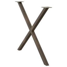 Berkfield Home Dining Table Legs X-Shaped 2 pcs Natural Steel 90x(72-73) cm Steel in Brown - thumbnail 4