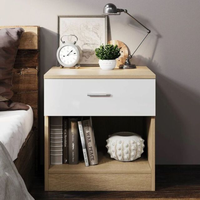 Comfy Living Ltd Modern High Gloss One Drawer Bedside Table in Natural - image 1