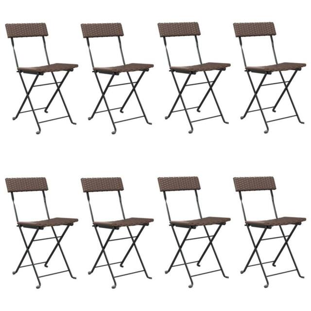 Berkfield Home Folding Bistro Chairs 8 pcs Brown Poly Rattan & Steel - image 1