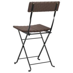Berkfield Home Folding Bistro Chairs 8 pcs Brown Poly Rattan & Steel - thumbnail 7