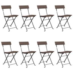 Berkfield Home Folding Bistro Chairs 8 pcs Brown Poly Rattan & Steel - thumbnail 1