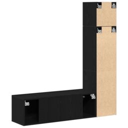 Berkfield Home 3 Piece Wall-mounted TV Cabinet Set Black Oak Engineered Wood - thumbnail 7