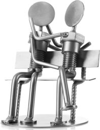 Novecrafto Nut & Bolt Sweethearts Sculpture Iron Figurine - Romantic Gift in Silver