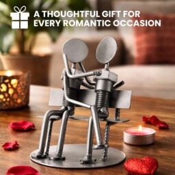 Novecrafto Nut & Bolt Sweethearts Sculpture Iron Figurine - Romantic Gift in Silver - thumbnail 5