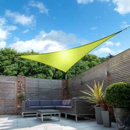 Primrose 6m x 4.2m Triangle Waterproof Sun Shade Canopy 98% UV Block Free Rope in Lime - thumbnail 2