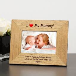 Uniqueful Women's Personalised I Love My Mummy 6 x 4 Wood Picture Frame Mother's Day in Brown - Size: 1 Pack - thumbnail 3
