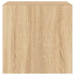 Berkfield Home TV Wall Cabinets with LED Lights 2 pcs Sonoma Oak 40.5x35x40 cm in Tan - thumbnail 9