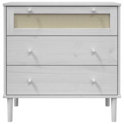 Berkfield Home Drawer Cabinet SENJA Rattan Look White 80x40x80 cm Solid Wood Pine - Size: 80 x 40 x 80 cm - thumbnail 5