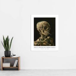 "Artery8 Van Gogh Head Of A Skeleton With A Burning Cigarette Wall Art Print in Black - Size: W12"" x H16""" - thumbnail 4