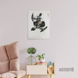 "Artery8 Jungle Nightjar Bird Fight Japanese Canvas Wall Art Print Kashu - Size: W18"" x H24""" - thumbnail 3