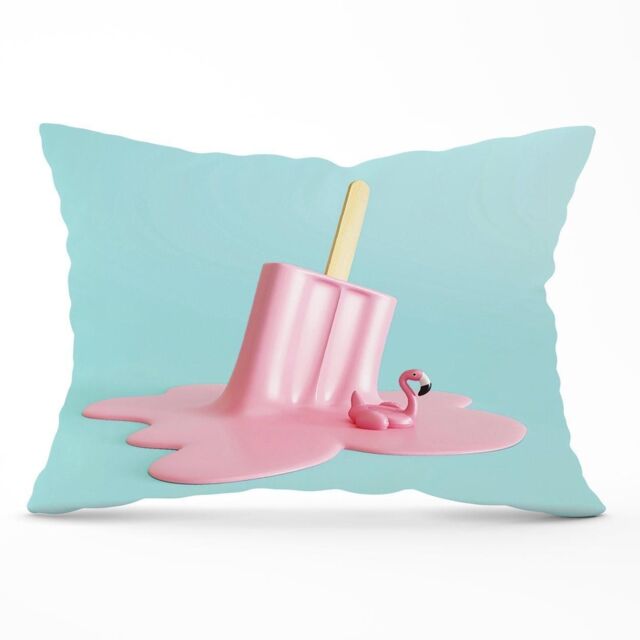 Warren Reed - Designer Flamingo Ice Cream Cushions in Pink - Size: 60 cm x 60 cm - image 1
