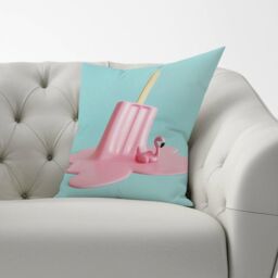 Warren Reed - Designer Flamingo Ice Cream Cushions in Pink - Size: 60 cm x 60 cm - thumbnail 2