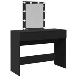 Berkfield Home Dressing Table with LED Black 100x40x130 cm - Size: 100 x 40 x 130 cm - thumbnail 2