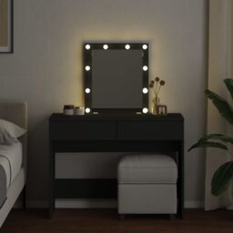 Berkfield Home Dressing Table with LED Black 100x40x130 cm - Size: 100 x 40 x 130 cm - thumbnail 3