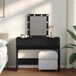 Berkfield Home Dressing Table with LED Black 100x40x130 cm - Size: 100 x 40 x 130 cm