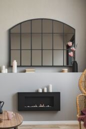 "MirrorOutlet Black Framed Arched Wall Over Mantle Mirror 35"" X 26"" (90CM X 65CM) - Size: 1 Pack" - thumbnail 2