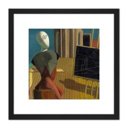 Artery8 Giorgio de Chirico The Seer 8X8 Inch Square Wooden Framed Wall Art Print Picture with Mount in Black - thumbnail 1