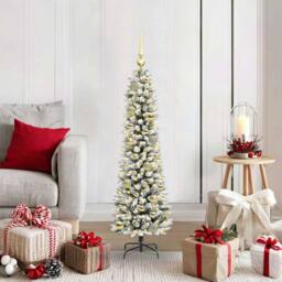 Berkfield Home Stunning Artificial Christmas Tree with 150 LEDs Green & white - thumbnail 2