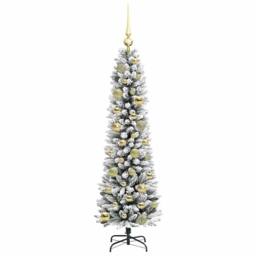 Berkfield Home Stunning Artificial Christmas Tree with 150 LEDs Green & white - thumbnail 4