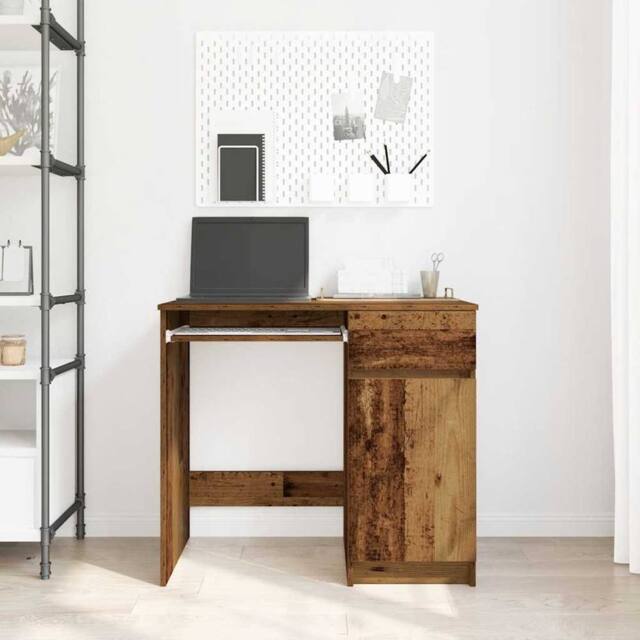 Berkfield Home Durable Desk Old Wood 86x49x76 cm Engineered Wood in Brown - Size: 86 x 49 x 76 cm - image 1