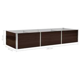 Berkfield Home Garden Raised Bed Brown 240x80x45 cm Galvanised Steel - Size: 240 x 80 x 45 cm - thumbnail 8