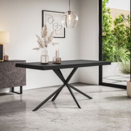 More4Homes Donni Dining Table & Chairs - Black Table Top w Black Legs + Nova Velvet Dining Chair Set Of 4 in Mustard - thumbnail 2