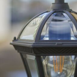 Loops IP44 Outdoor Hanging Pendant Porch Light Traditional Black & Glass Lantern Lamp - thumbnail 4