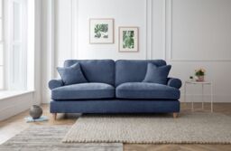 The Great Sofa Company Ezra 3 Seater Textured Velvet Sofa - Scroll Arm in Navy